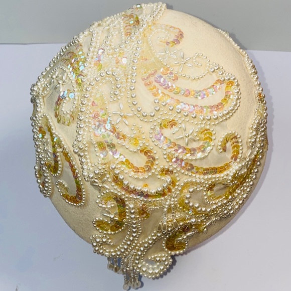 Vintage Bollman Hat Club Pearl And Sequin Applique Pillbox Millinery Hat - Picture 5 of 11